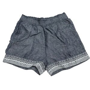 Sigrid Olsen blueish gray 100% linen Shorts with White Accents